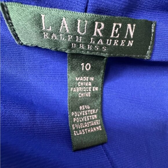 Lauren Ralph Lauren Vneck Faux Wrap Long Sleeve Midi Dress Size 10 - Picture 8 of 8